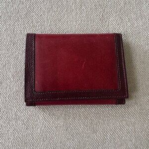 Yves Saint Laurent Men's Burgundy and Brown Vintage Leather Trifold Wallet